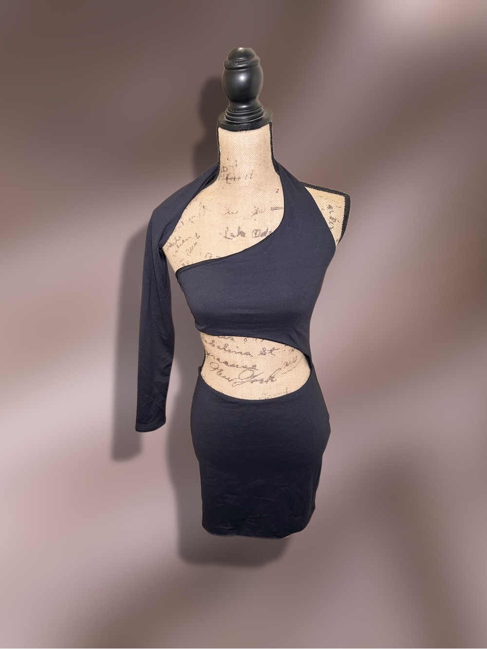 White Fox Boutique Black One-Shoulder Cutout Mini Dress